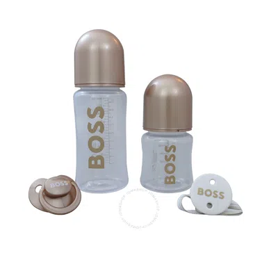 Hugo Boss Baby Feeding Bottles And Pacifier Gift Box In Brown