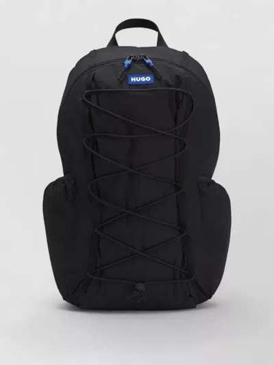 Hugo Boss Backpack With Blue Rubber Logo Patch In Black