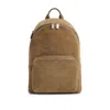 Hugo Boss Backpack In Monogram-embossed Suede In Brown