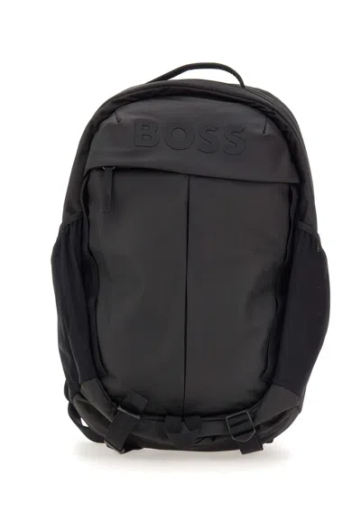 Hugo Boss Boss Technical Fabric Coated Backpack In Black