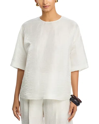 Hugo Boss Boss Bacres Linen Blend Metallic Top In White