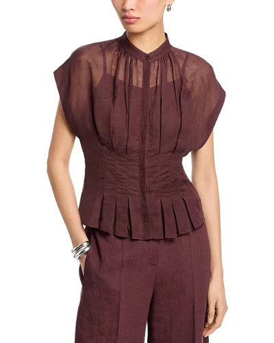 Hugo Boss Badavina Pleated Blouse - Exclusive In Brown