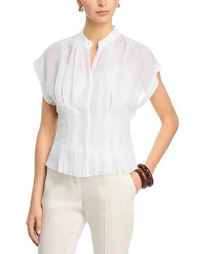 Hugo Boss Badavina Pleated Top In White