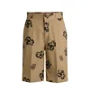 Hugo Boss Baggy-fit Shorts In Hibiscus-print Stretch-cotton Twill In Beige