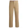 Hugo Boss Baggy-fit Trousers In Cotton Twill In Beige