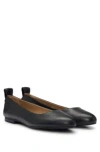 Hugo Boss Ballerina Flats In Leather With Branded Stud In Black