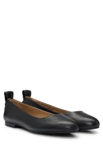 Hugo Boss Ballerina Flats In Leather With Branded Stud In Black