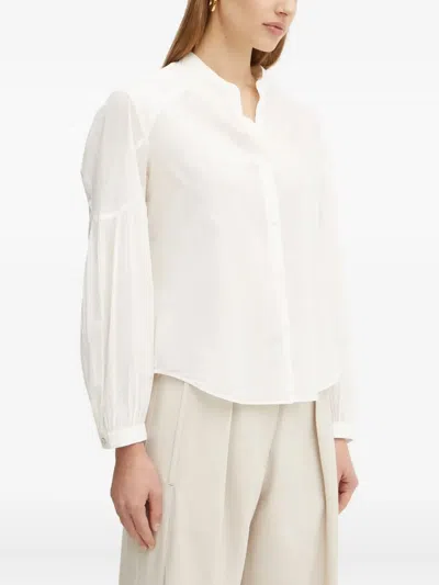 Hugo Boss Balloon-sleeve Buttoned Blouse In White