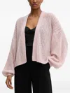 Hugo Boss Balloon-sleeve Open-front Cardigan In Pink
