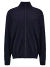 Hugo Boss Stretch-cotton Zip-up Sweatshirt With Logo Print In Blue