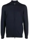Hugo Boss Stretch-cotton Zip-up Sweatshirt With Logo Print In Blue