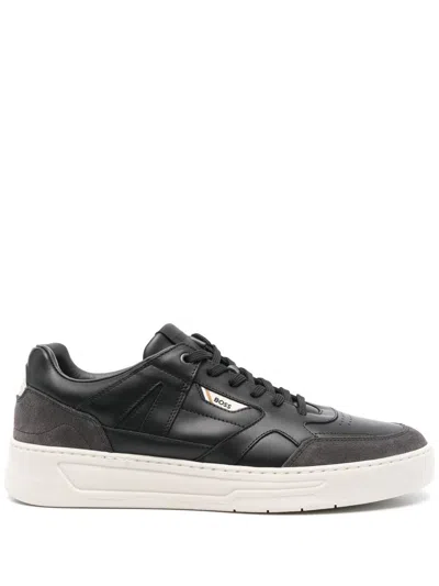 Hugo Boss Baltimore Leather Sneakers In Black