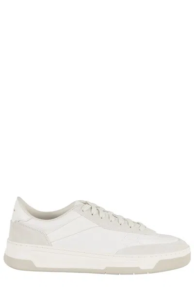 Hugo Boss Low-top Sneakers With Tumbled Leather In White