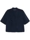 Hugo Boss Band-collar Shirt In Blue