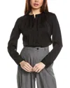 Hugo Boss Boss Banorah Stretch Silk Top In Black