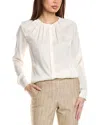 Hugo Boss Boss Banorah Pleat Neck Stretch Silk Blouse In White