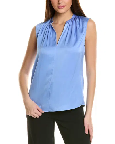 Hugo Boss Banota Silk-blend Blouse In Blue