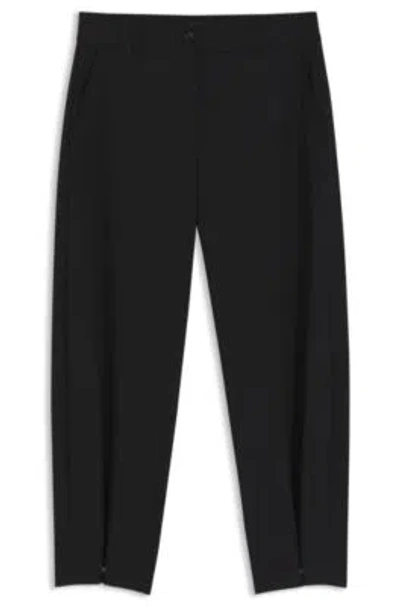 Hugo Boss Barrel-leg Trousers In Stretch Twill In Black