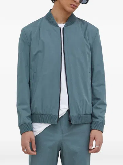 Hugo Boss Baseball-collar Bomber Jacket In Blue
