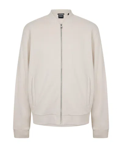 Hugo Boss Baseballcollar Zipup Jacket In White