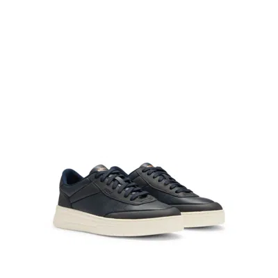 Hugo Boss Basketball-style Trainers In Two-tone Leather In Blue