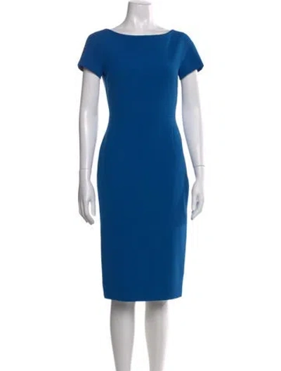 Pre-owned Hugo Boss Bateau Neckline Knee-length Dress In Blue
