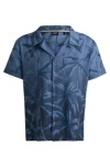 Hugo Boss Beach Shirt In Quick-drying Fabric With Seasonal Print In Dark Blue