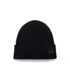 Hugo Boss Beanie Hat In Virgin Wool With Logo Plaque In Black
