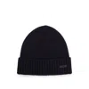 Hugo Boss Ribbed Beanie Hat In Responsible Virgin Wool In Black