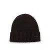Hugo Boss Ribbed Beanie Hat In Responsible Virgin Wool In Black