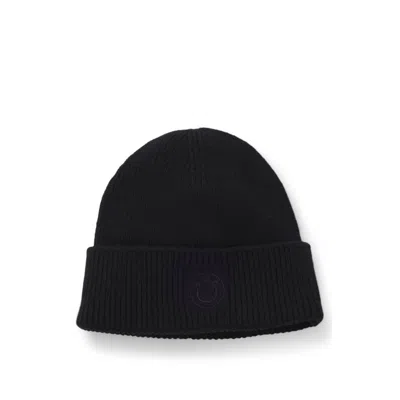 Hugo Boss Beanie Hat With Happy Hugo Logo In Black