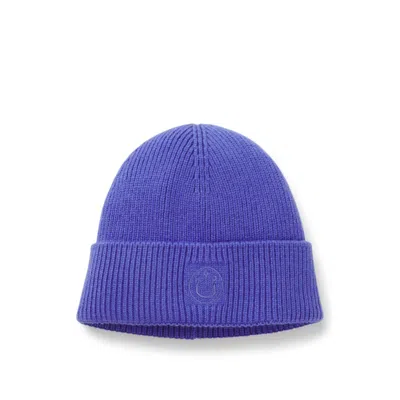 Hugo Boss Beanie Hat With Happy Hugo Logo In Blue