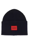 Hugo Boss Beanie Hat With Logo In Blue
