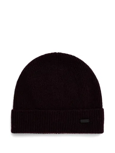 Hugo Boss Beanie Mit Applikation In Rot