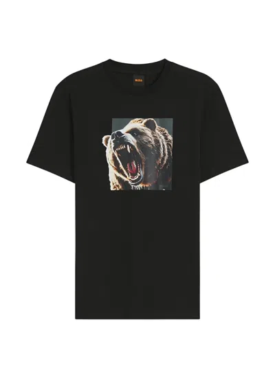 Hugo Boss Bear-print T-shirt In Black