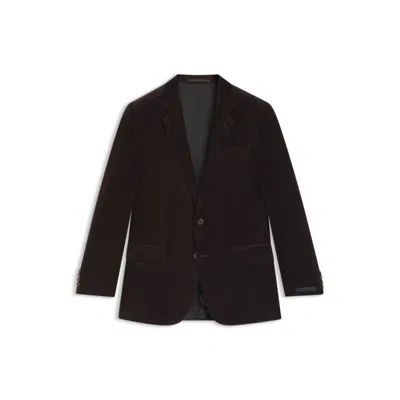 Hugo Boss Beckham X Blazer In Striped Cotton In Brown