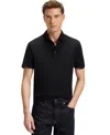 Hugo Boss Regular-fit Knit Polo Blended With Cotton In Black