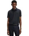 Hugo Boss Regular-fit Knit Polo Blended With Cotton In Black