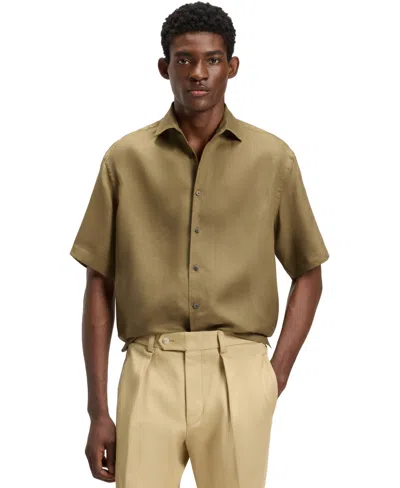 HUGO BOSS BECKHAM X BOSS MEN'S RELAXED-FIT LINEN SHIRT