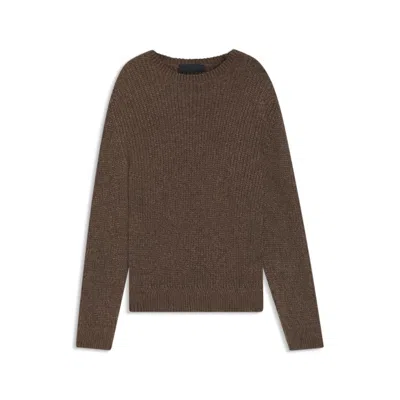 Hugo Boss Beckham X Knitted Sweater With Mouliné Rib In Brown