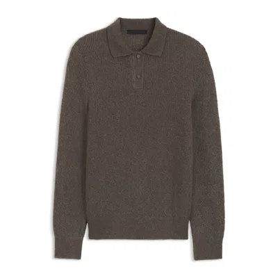 Hugo Boss Beckham X Polo-collar Sweater With Mouliné Rib In Gray