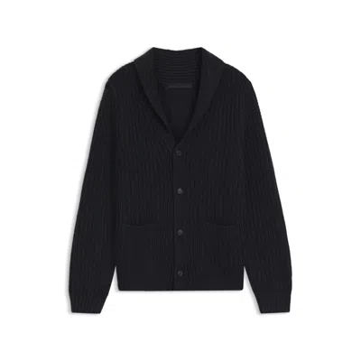 Hugo Boss Beckham X Relaxed-fit Cardigan In Wool And Cashmere In Black
