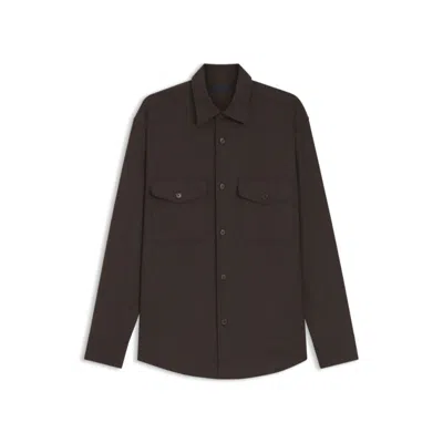 Hugo Boss Beckham X Relaxed-fit Shirt In Virgin Wool In Brown