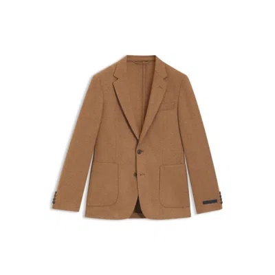 Hugo Boss Beckham X Slim-fit Blazer In Wool With Cashmere In Brown