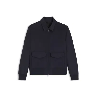 Hugo Boss Beckham X Zip Jacket In Wool And Cashmere In Blue