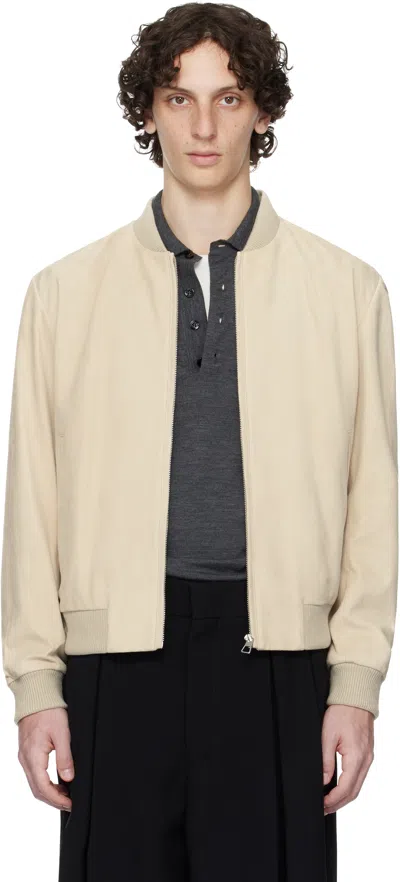 Hugo Boss Beige Beckham Edition Regular-fit Suede Bomber Jacket