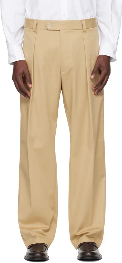 Hugo Boss Beige Beckham Edition Stretch Cotton Trousers In Brown