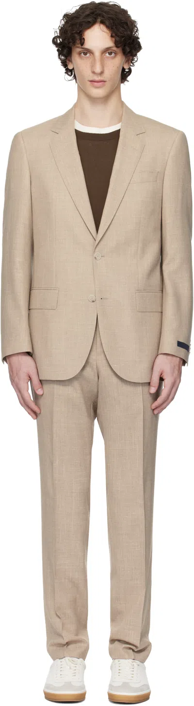 Hugo Boss Beige Beckham Edition Virgin Wool & Silk Suit In Brown