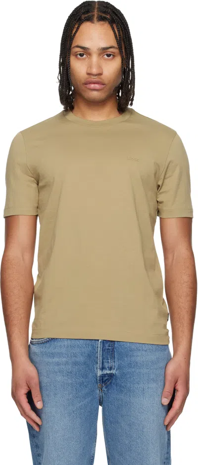 Hugo Boss Beige Cotton Jersey Logo Detail T-shirt
