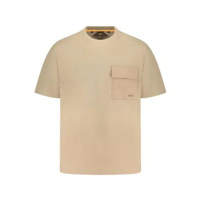 Hugo Boss Beige Cotton Men T-shirt In Neutral